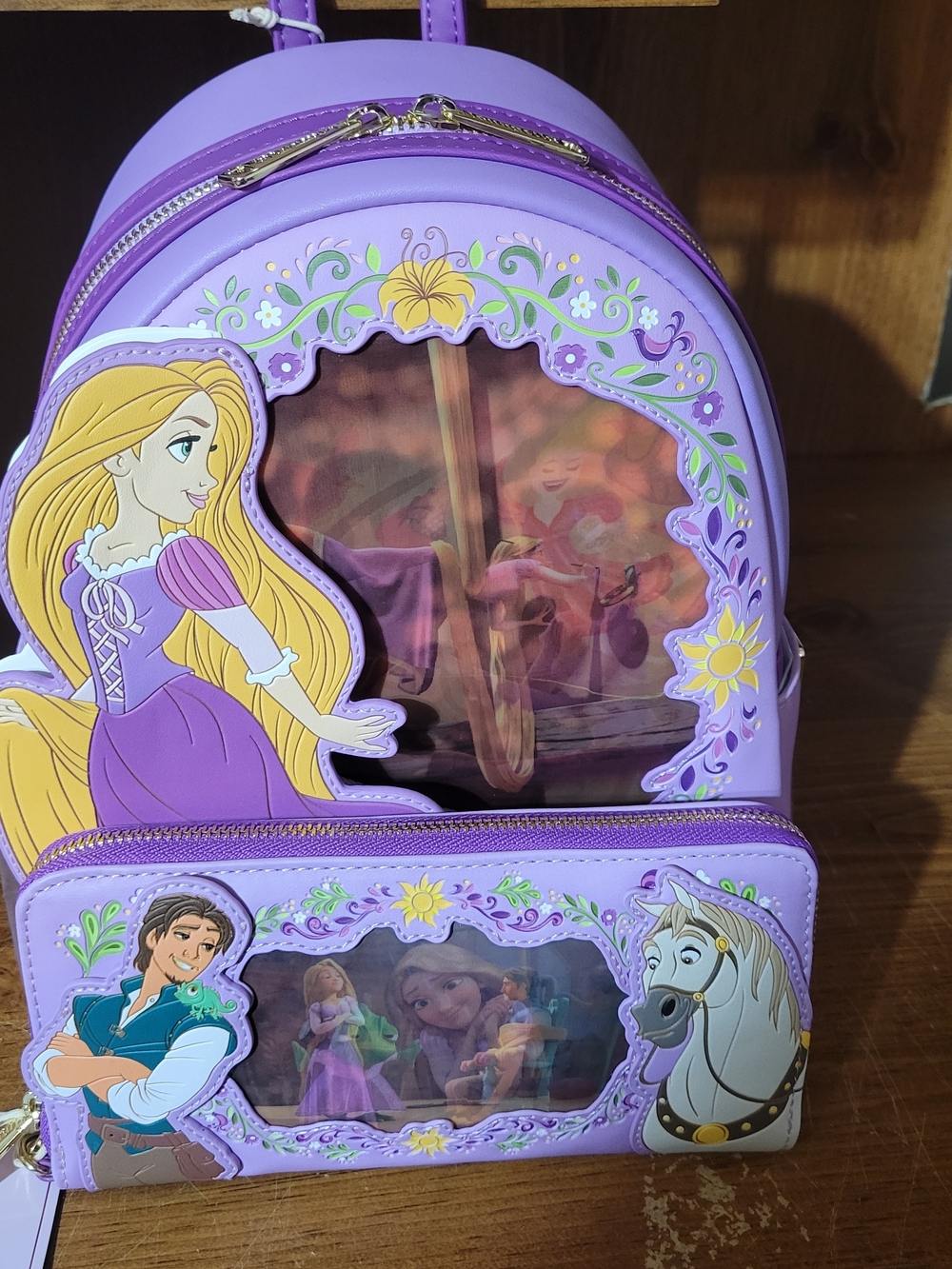Loungefly Lenticular Rapunzel Mini Backpack with Wristlet Wallet